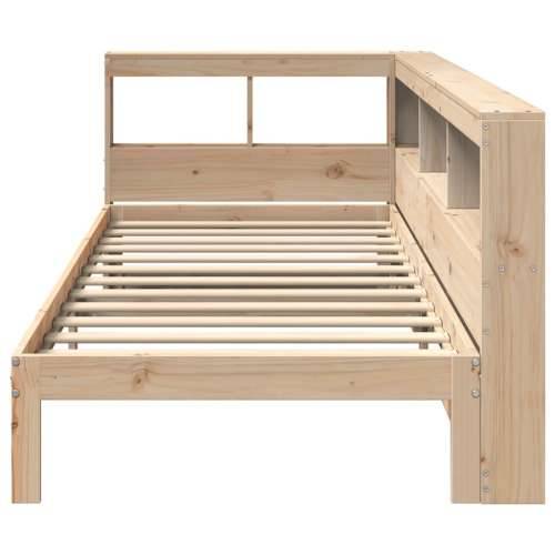 Krevet s regalom za knjige bez madraca 90x200 cm od borovine - Prirodna 90 x 200 cm Cijena