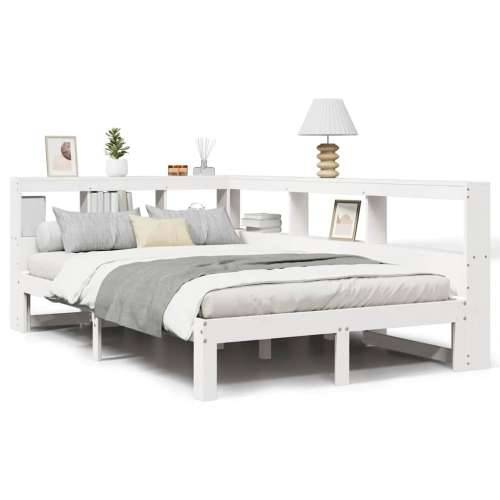 Krevet s regalom z knjige bez madraca bijeli 135x190cm borovina - Bijela 135 x 190 cm Cijena