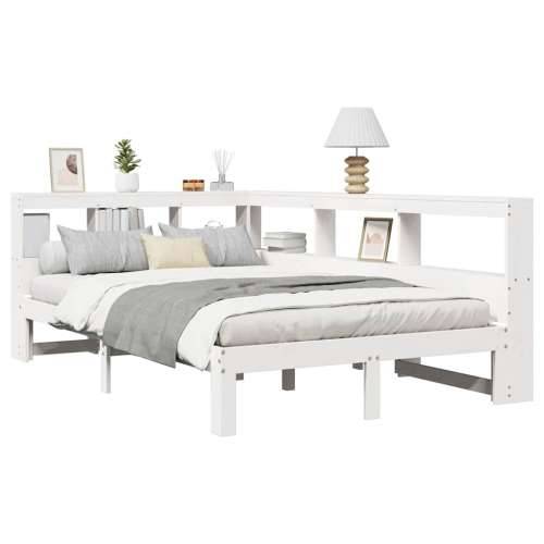 Krevet s regalom z knjige bez madraca bijeli 135x190cm borovina - Bijela 135 x 190 cm Cijena
