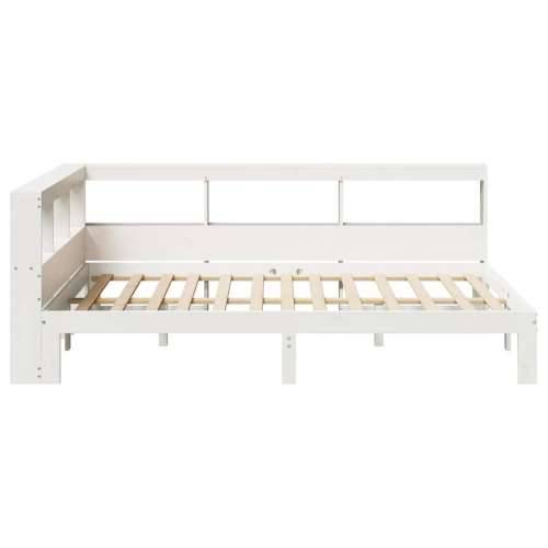 Krevet s regalom z knjige bez madraca bijeli 135x190cm borovina - Bijela 135 x 190 cm Cijena