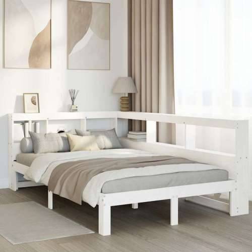 Krevet s regalom z knjige bez madraca bijeli 120x190cm borovina - Bijela 120 x 190 cm Cijena