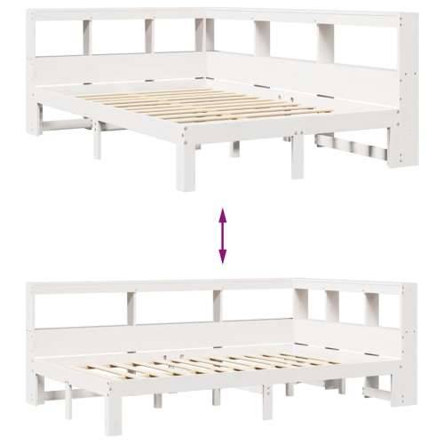 Krevet s regalom z knjige bez madraca bijeli 120x190cm borovina - Bijela 120 x 190 cm Cijena