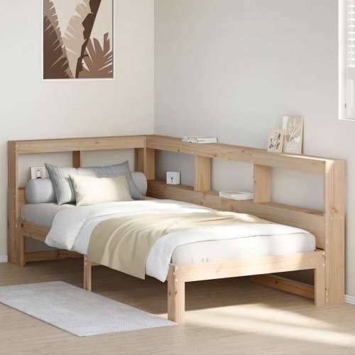 Krevet s regalom za knjige bez madraca 90x190 cm od borovine - Prirodna 90 x 190 cm Cijena