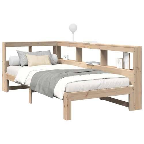 Krevet s regalom za knjige bez madraca 90x190 cm od borovine - Prirodna 90 x 190 cm Cijena