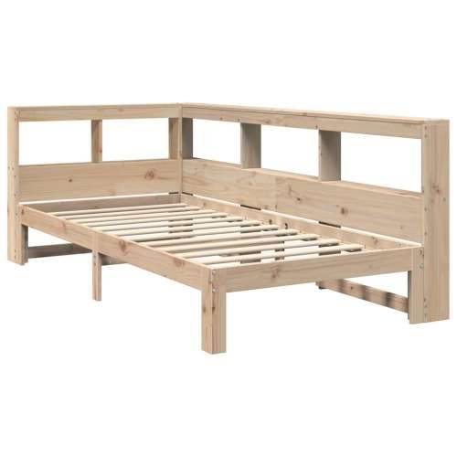 Krevet s regalom za knjige bez madraca 90x190 cm od borovine - Prirodna 90 x 190 cm Cijena