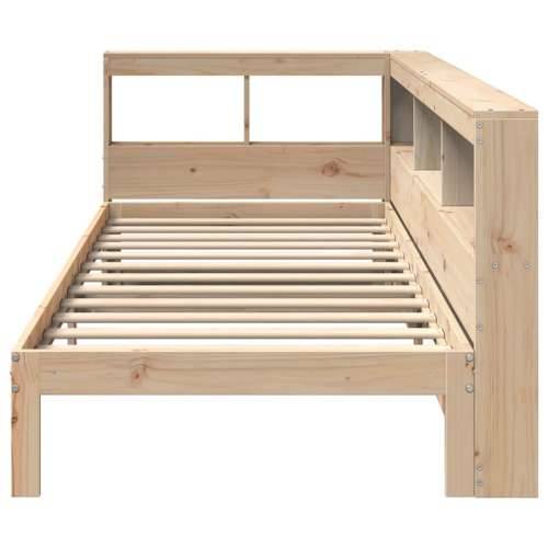 Krevet s regalom za knjige bez madraca 90x190 cm od borovine - Prirodna 90 x 190 cm Cijena