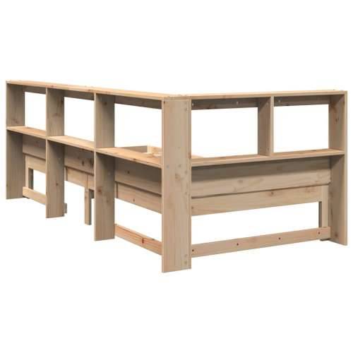 Krevet s regalom za knjige bez madraca 90x190 cm od borovine - Prirodna 90 x 190 cm Cijena