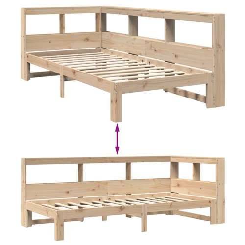 Krevet s regalom za knjige bez madraca 90x190 cm od borovine - Prirodna 90 x 190 cm Cijena
