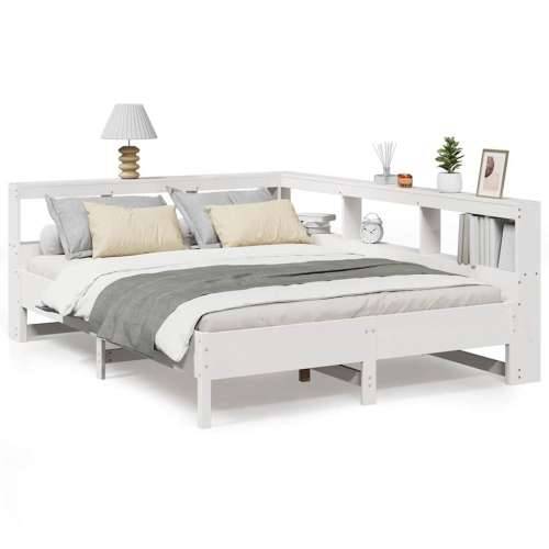 Krevet s regalom z knjige bez madraca bijeli 140x190cm borovina - Bijela 140 x 190 cm Cijena