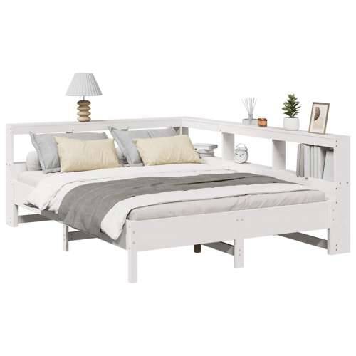 Krevet s regalom z knjige bez madraca bijeli 140x190cm borovina - Bijela 140 x 190 cm Cijena
