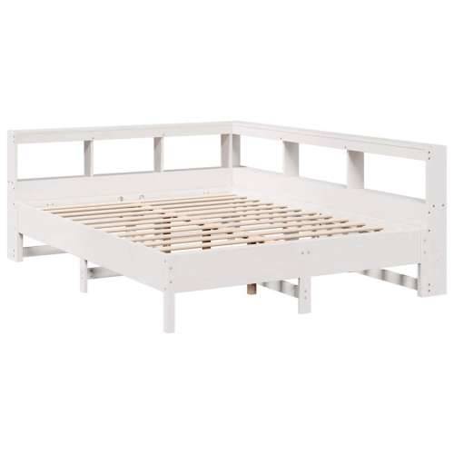 Krevet s regalom z knjige bez madraca bijeli 140x190cm borovina - Bijela 140 x 190 cm Cijena