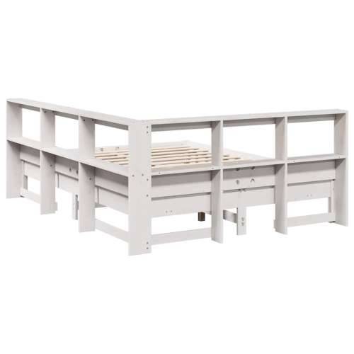Krevet s regalom z knjige bez madraca bijeli 140x190cm borovina - Bijela 140 x 190 cm Cijena