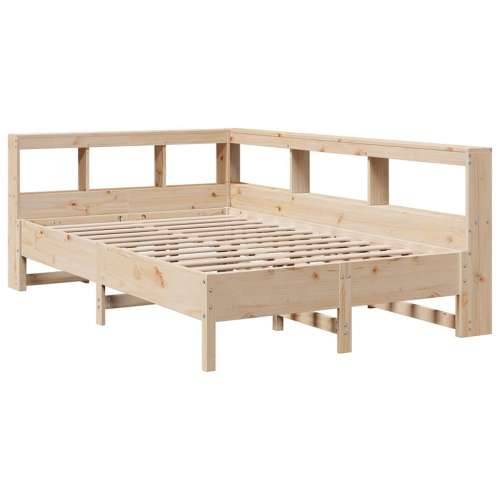Krevet s regalom za knjige bez madraca 135x190 cm od borovine - Prirodna 135 x 190 cm Cijena