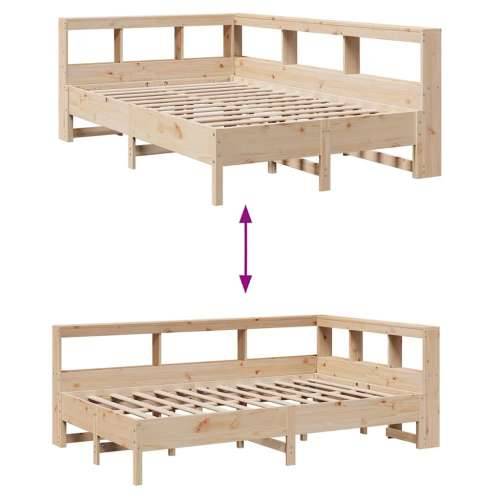 Krevet s regalom za knjige bez madraca 135x190 cm od borovine - Prirodna 135 x 190 cm Cijena