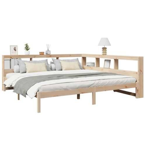 Krevet s regalom za knjige bez madraca 180x200 cm od borovine - Prirodna 180 x 200 cm Cijena