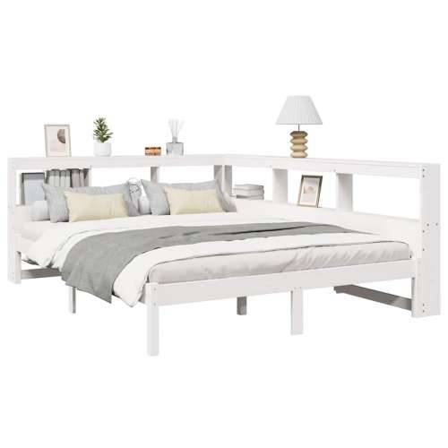 Krevet s regalom z knjige bez madraca bijeli 150x200cm borovina - Bijela 150 x 200 cm Cijena