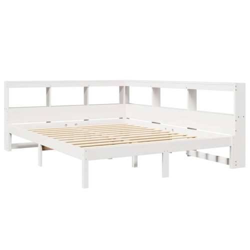 Krevet s regalom z knjige bez madraca bijeli 150x200cm borovina - Bijela 150 x 200 cm Cijena