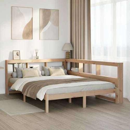 Krevet s regalom za knjige bez madraca 140x200 cm od borovine - Prirodna 140 x 200 cm Cijena
