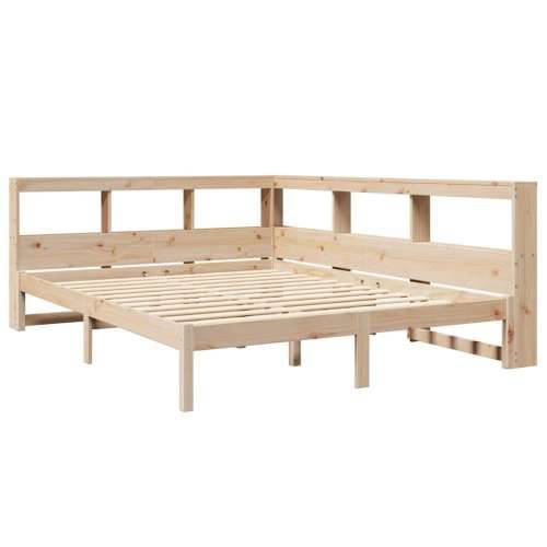 Krevet s regalom za knjige bez madraca 140x200 cm od borovine - Prirodna 140 x 200 cm Cijena