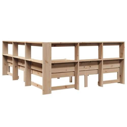 Krevet s regalom za knjige bez madraca 140x200 cm od borovine - Prirodna 140 x 200 cm Cijena