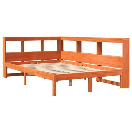 Krevet s regalom za knjige bez madraca 135 x 190 cm od borovine - Voštano smeđa 135 x 190 cm Cijena