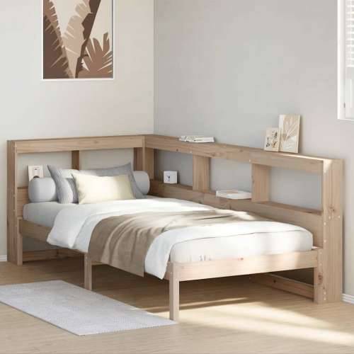 Krevet s regalom za knjige bez madraca 75x190 cm borovina - Prirodna 75 x 190 cm Cijena