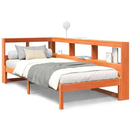 Krevet s regalom za knjige bez madraca 75 x 190 cm od borovine - Voštano smeđa 75 x 190 cm Cijena