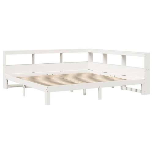 Krevet s regalom z knjige bez madraca bijeli 180x200cm borovina - Bijela 180 x 200 cm Cijena
