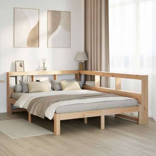 Krevet s regalom za knjige bez madraca 160x200 cm od borovine - Prirodna 160 x 200 cm Cijena