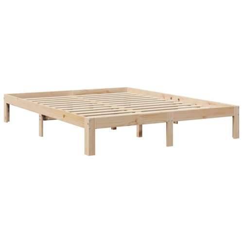 Krevet s regalom za knjige bez madraca 160x200 cm od borovine - Prirodna 160 x 200 cm Cijena