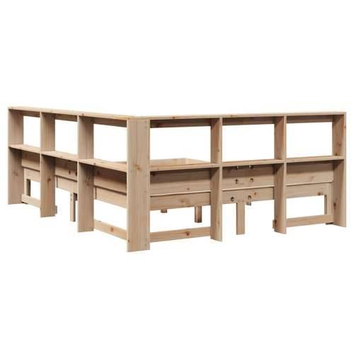 Krevet s regalom za knjige bez madraca 160x200 cm od borovine - Prirodna 160 x 200 cm Cijena