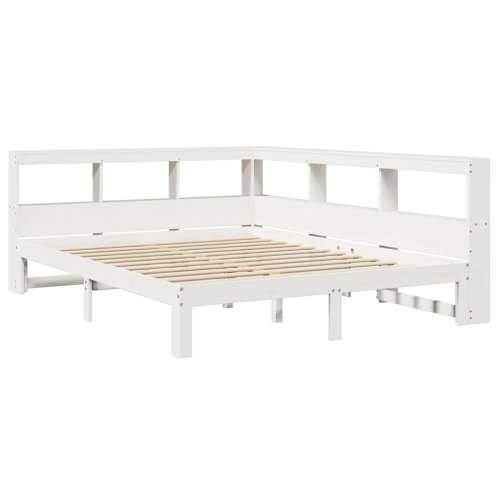 Krevet s regalom z knjige bez madraca bijeli 140x190cm borovina - Bijela 140 x 190 cm Cijena