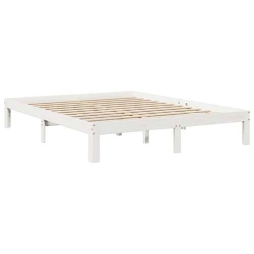 Krevet s regalom z knjige bez madraca bijeli 140x190cm borovina - Bijela 140 x 190 cm Cijena