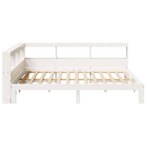 Krevet s regalom z knjige bez madraca bijeli 140x190cm borovina - Bijela 140 x 190 cm Cijena