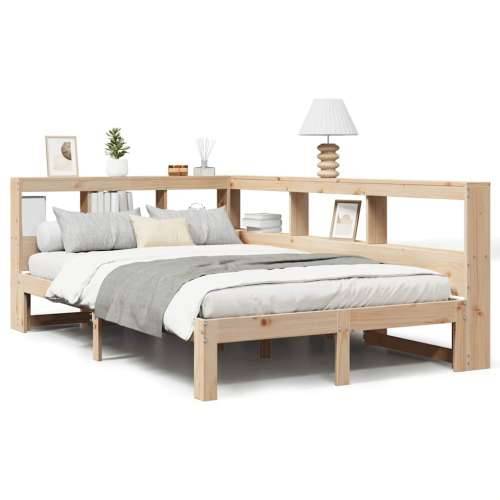 Krevet s regalom za knjige bez madraca 135x190 cm od borovine - Prirodna 135 x 190 cm Cijena
