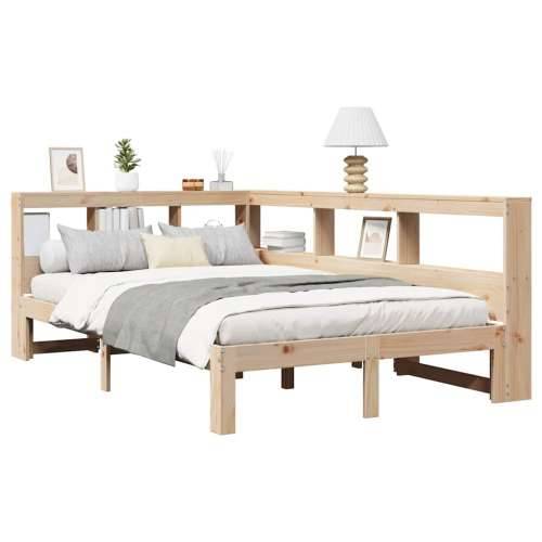 Krevet s regalom za knjige bez madraca 135x190 cm od borovine - Prirodna 135 x 190 cm Cijena