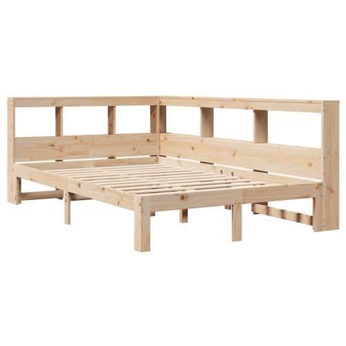 Krevet s regalom za knjige bez madraca 135x190 cm od borovine - Prirodna 135 x 190 cm Cijena
