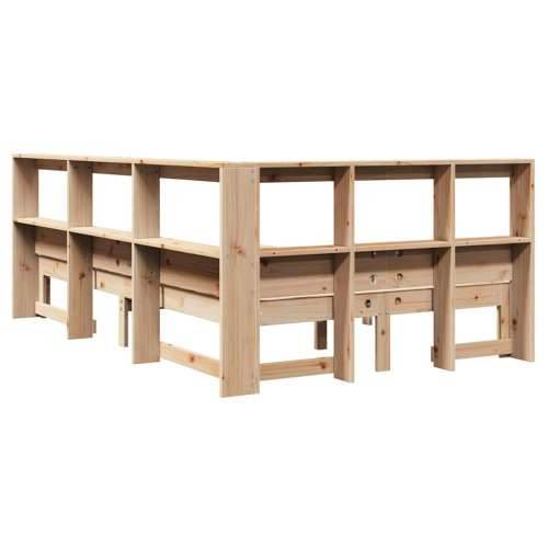 Krevet s regalom za knjige bez madraca 135x190 cm od borovine - Prirodna 135 x 190 cm Cijena