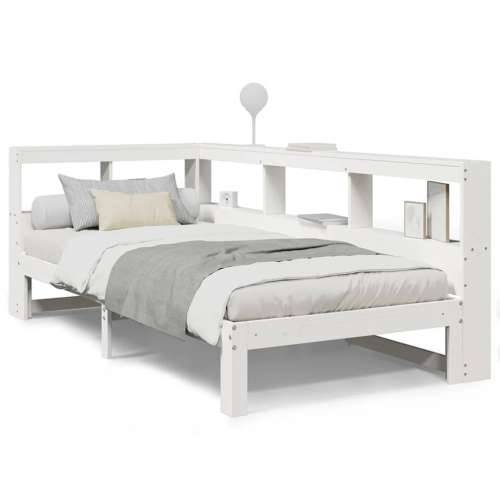 Krevet s regalom za knjige bez madraca bijeli 75x190cm borovina - Bijela 75 x 190 cm Cijena
