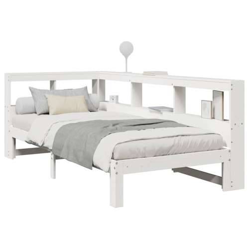 Krevet s regalom za knjige bez madraca bijeli 75x190cm borovina - Bijela 75 x 190 cm Cijena