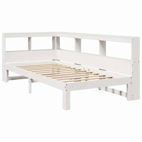 Krevet s regalom za knjige bez madraca bijeli 75x190cm borovina - Bijela 75 x 190 cm Cijena