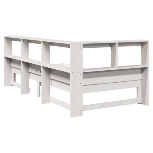 Krevet s regalom za knjige bez madraca bijeli 75x190cm borovina - Bijela 75 x 190 cm Cijena