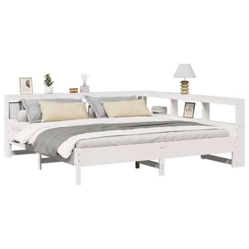 Krevet s regalom z knjige bez madraca bijeli 180x200cm borovina - Bijela 180 x 200 cm Cijena