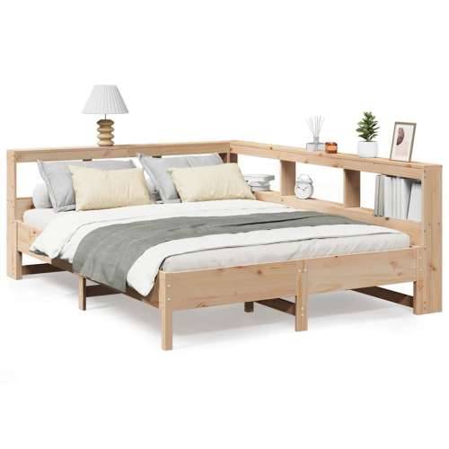 Krevet s regalom za knjige bez madraca 150 x 200 cm od borovine - Prirodna 150 x 200 cm Cijena