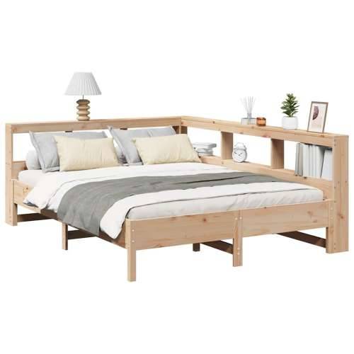 Krevet s regalom za knjige bez madraca 150 x 200 cm od borovine - Prirodna 150 x 200 cm Cijena