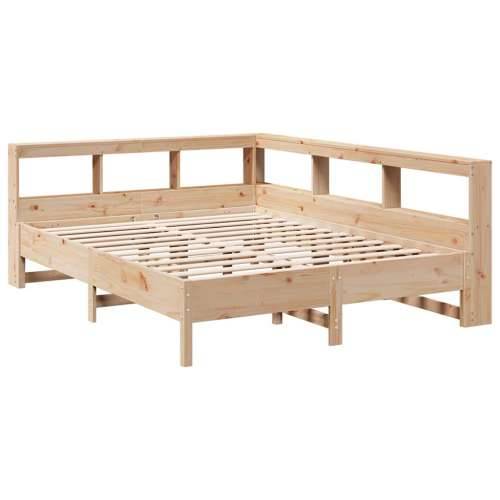 Krevet s regalom za knjige bez madraca 150 x 200 cm od borovine - Prirodna 150 x 200 cm Cijena