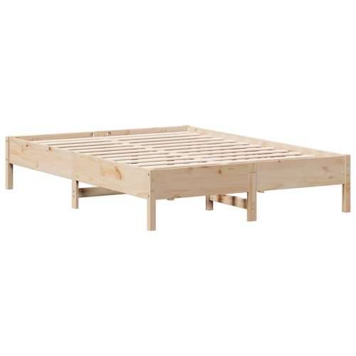 Krevet s regalom za knjige bez madraca 150 x 200 cm od borovine - Prirodna 150 x 200 cm Cijena