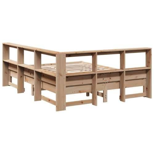 Krevet s regalom za knjige bez madraca 150 x 200 cm od borovine - Prirodna 150 x 200 cm Cijena