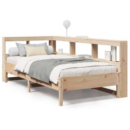 Krevet s regalom za knjige bez madraca 90x200 cm od borovine - Prirodna 90 x 200 cm Cijena