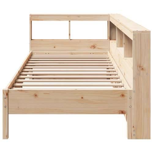 Krevet s regalom za knjige bez madraca 90x200 cm od borovine - Prirodna 90 x 200 cm Cijena